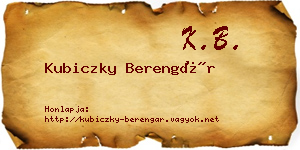 Kubiczky Berengár névjegykártya